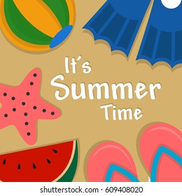 Summer illustration icon, background and templates full vector