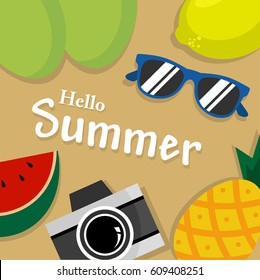 Summer illustration icon, background and templates full vector