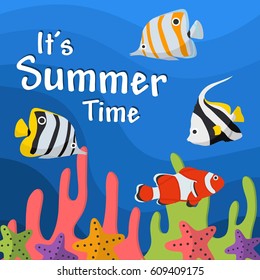 Summer illustration icon, background and templates full vector