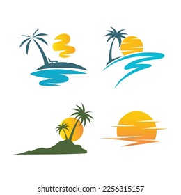 plantilla de icono del logotipo de ilustración de verano