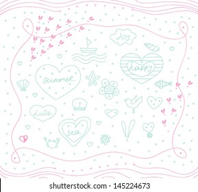 summer illustration in a marine style. vector illustration.