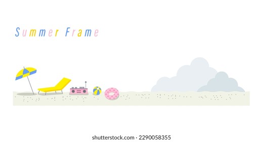 Summer illustration material _ sandy beach landscape (no main line)