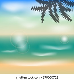 Summer illustration ocean waves, beach shore on vacation vector