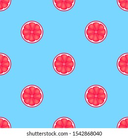 Summer illustration with oranges. Seamlees pattern with colorful fruits  on blue background. Food concept. Template design for invitation, poster, card, fabric, textile.