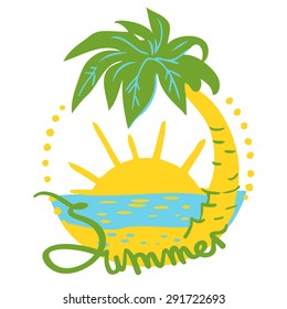 Summer illustration with a palm tree.
