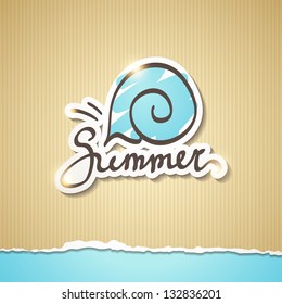 summer illustration with shell shape and handwriting inscription