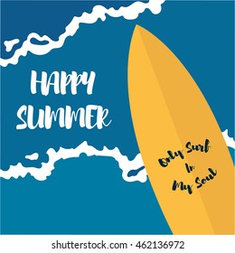 Summer illustration. Surf boards illustration on flat color