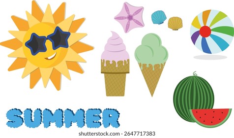 Summer illustration, these illustrations are decorations, vector illustrations of summer vacation design