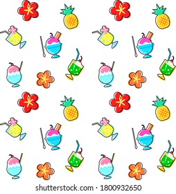 Summer illustration total pattern / background material