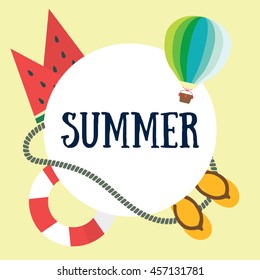 Summer illustration. Vacation on the holidays poster template.