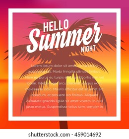 Summer illustration. Vacation on the holidays poster template.