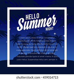 Summer illustration. Vacation on the holidays poster template.