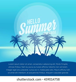 Summer illustration. Vacation on the holidays poster template.