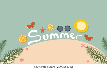 summer illustration vector day for summer time background and summer vibes, tropical beach background