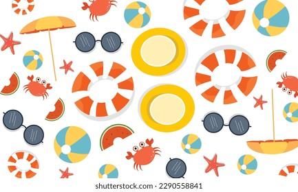 summer illustration vector day for summer time background and summer vibes, tropical beach background