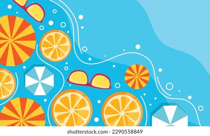 ilustración de verano vectorial day para el fondo de verano y vibraciones de verano, fondo de playa tropical