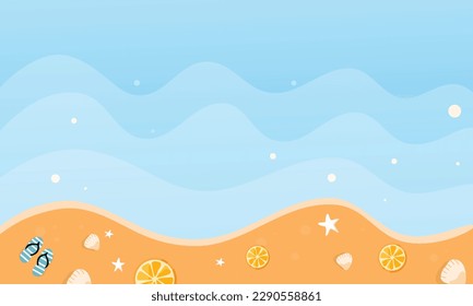 summer illustration vector day for summer time background and summer vibes, tropical beach background