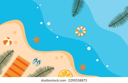 ilustración de verano vectorial day para el fondo de verano y vibraciones de verano, fondo de playa tropical