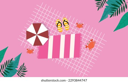 summer illustration vector day for summer time background and summer vibes, tropical beach background