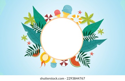 Sommergrafik, Vektortag für Sommerzeit, Hintergrund und Sommerfarben, tropischer Strandhintergrund