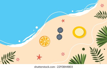 summer illustration vector day for summer time background and summer vibes, tropical beach background