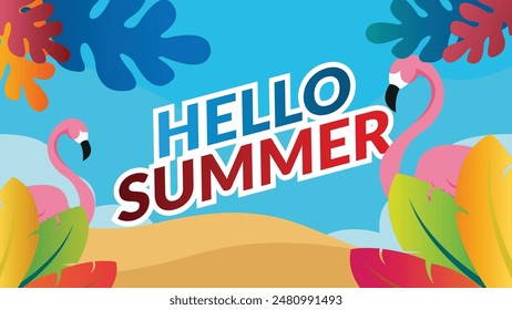 summer illustration vector day for summer time background and summer vibes, tropical beach background