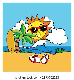Ilustración de verano en el estilo vectorial