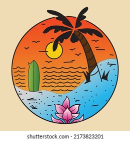 summer illustration vector, summer t shirt 