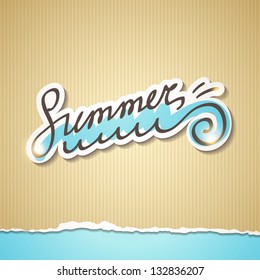 summer illustration with wave shape and handwriting inscription