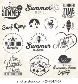 Summer Illustrations and Badges Set
