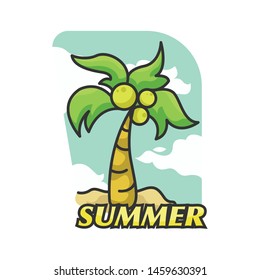 Summer illustrations with coconut tree icons,
with modern style and fitting colors this will be suitable for your summer design