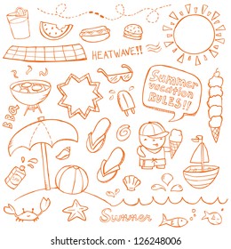 Summer illustrations drawn in a doodled style.