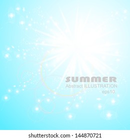 Summer illustration.Sunny sky background.