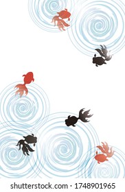 Summer image frame of goldfish and ripples