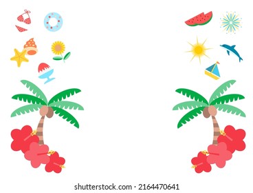 Summer image. Fun and cute illustrations. Icons set. 