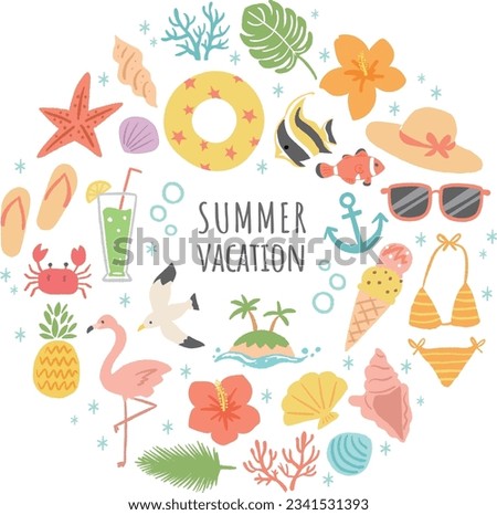 Summer image icon illustration set