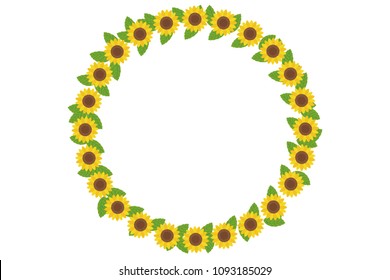 Summer image | Illustration of sunflower, background, round decorative ruling | for hot weather, for posters