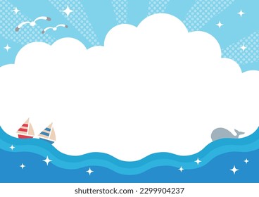 Summer Image Yacht and Sea Frame with Whales