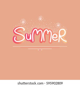 Summer (in pink) - perfect design element for housewarming poster, t-shirt design. Handdrawn lettering. Vector art.