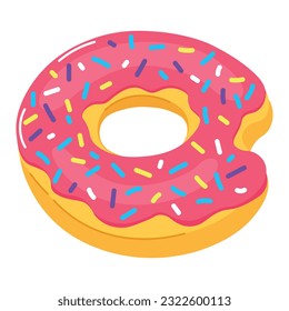 Summer Inflatable Rubber Ring in the shape of a donut. Cute Cartoon inflatable donut isolated on white