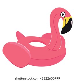 Summer Inflatable Rubber Ring in the shape of a flamingo. Funny Child Cartoon inflatable Flamingo isolated on white
