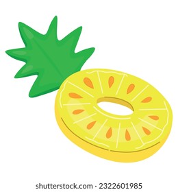 Summer Inflatable Rubber Ring in the shape of a Pineapple. Funny Cartoon Inflatable Pineapple isolated on white
