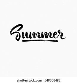 Summer. Ink hand lettering. Modern brush calligraphy. Handwritten phrase. Inspiration graphic design typography element. Cute simple vector sign.