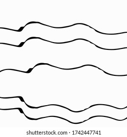 Summer Ink Wavy Art. Rough Hand Art. Stroke Navy Border. Crayon Hand Rough Illustration. Wave Pencil Marine Element.