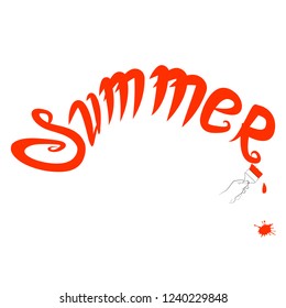 summer inscription brush, black and white, label. Summer rest