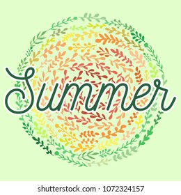 
Summer inscription in a circle of grass vector illustration hand drawing