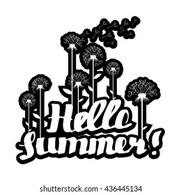 summer, inscription, hello summer, dandelion vector background botany flower fluffy