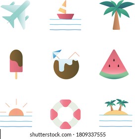 Íconos inspirados en el verano. Iconos para el verano. Tiempo de verano