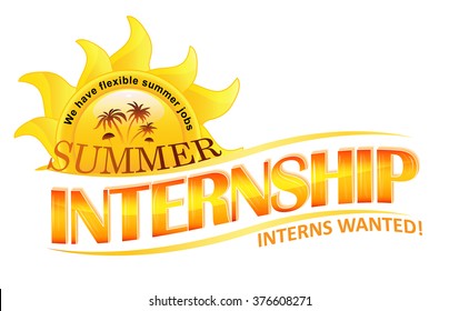 Summer Internship; Interns Wanted Label For Recruitment Companies. 