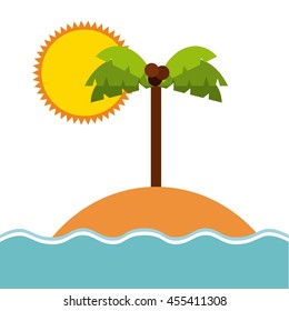 Summer and island concept represented by beach and palm tree icon. Colorfull and flat illustration. 